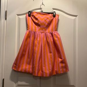 Strapless pink and orange summer dress